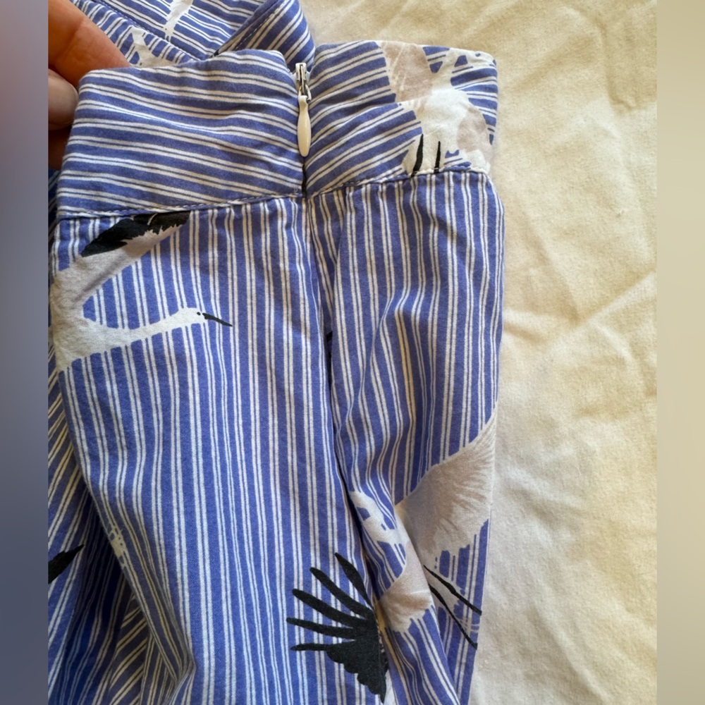 Who What Wear Blue and White Bird Print A-Line Skirt - Picture 4 of 6
